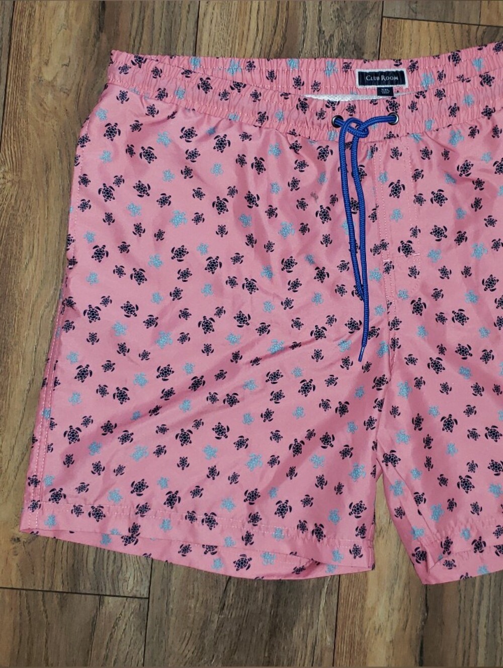 Club Room Pink Swim Shorts with Navy and Light Blue Turtle Print XXL